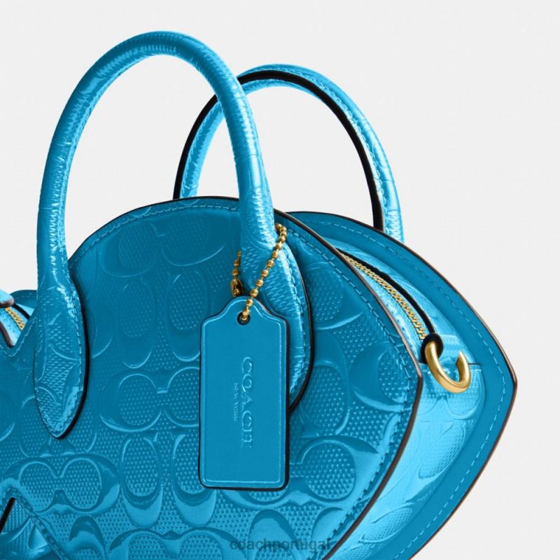Coach mulheres bolsa de peixe em couro exclusivo b4/azul 6B20P238