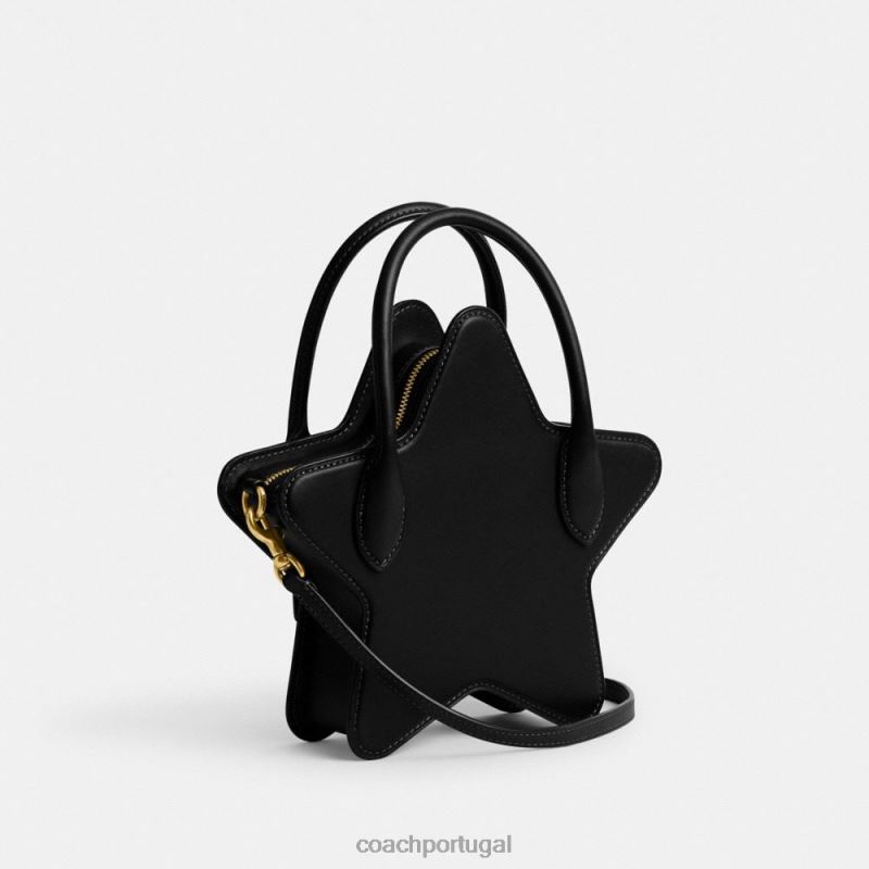 Coach mulheres bolsa estrela em couro regenerativo b4/preto 6B20P208