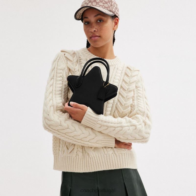 Coach mulheres bolsa estrela em couro regenerativo b4/preto 6B20P208