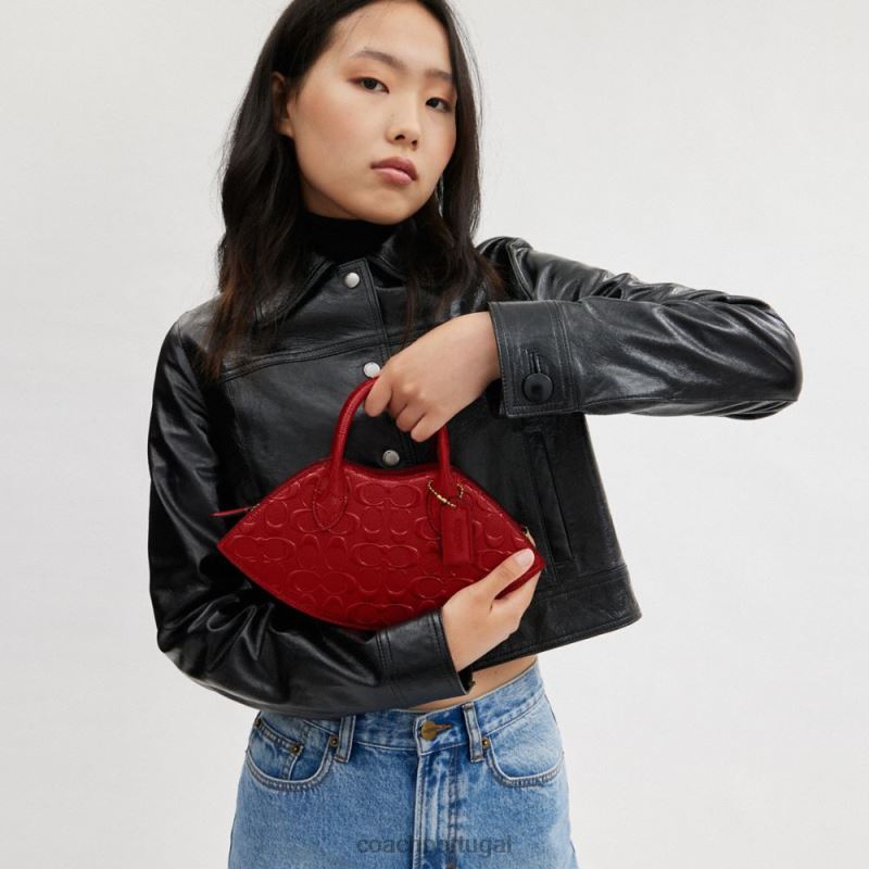 Coach mulheres bolsa labial em couro exclusivo b4/vermelho 6B20P239