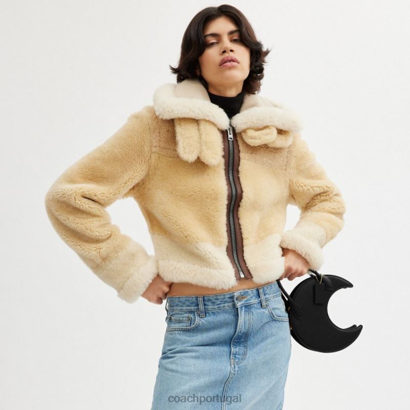 Coach mulheres bolsa moon em couro regenerativo b4/preto 6B20P237