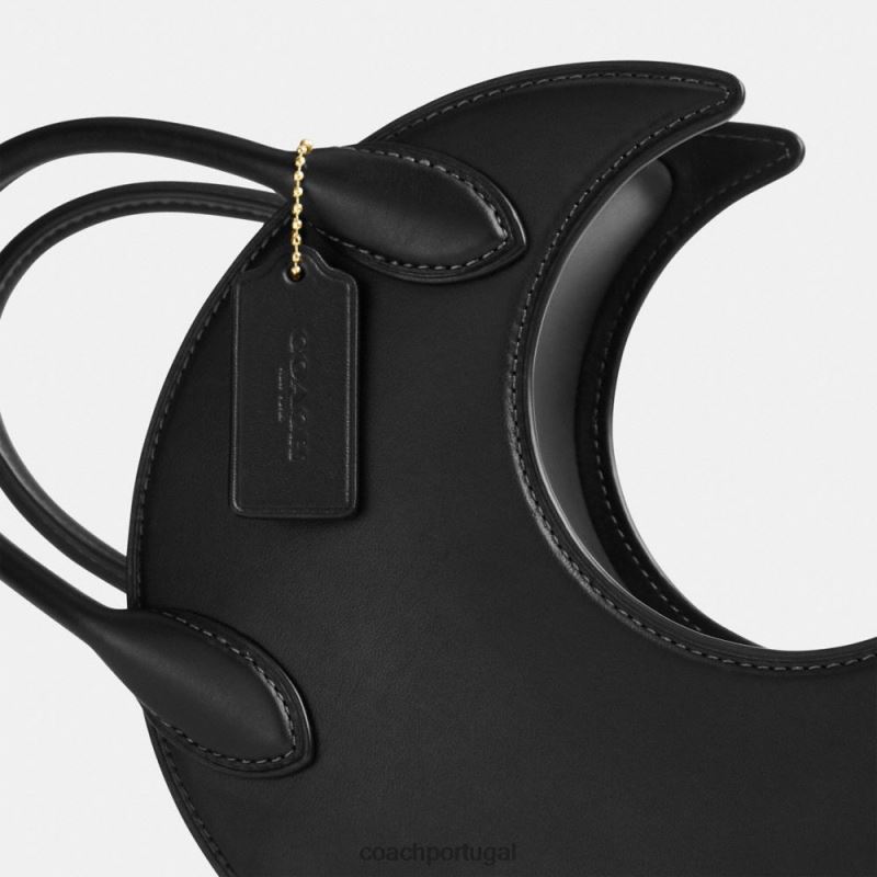 Coach mulheres bolsa moon em couro regenerativo b4/preto 6B20P237