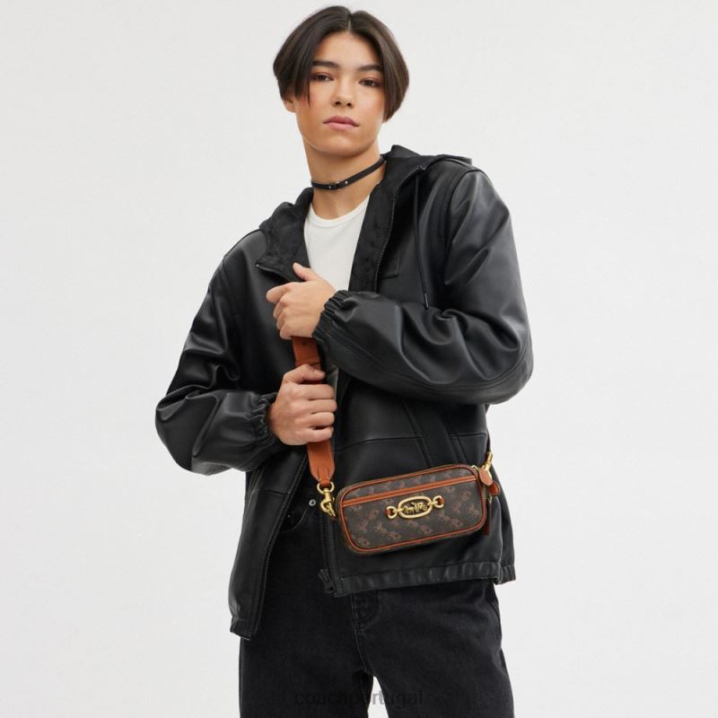 Coach mulheres bolsa tiracolo avery com estampa de cavalo e carruagem b4/trufa âmbar polido 6B20P216