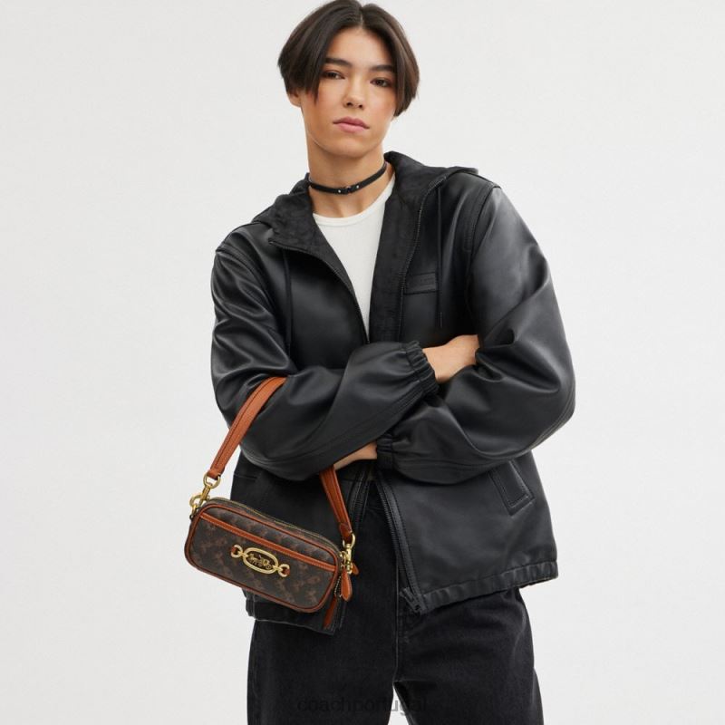 Coach mulheres bolsa tiracolo avery com estampa de cavalo e carruagem b4/trufa âmbar polido 6B20P216