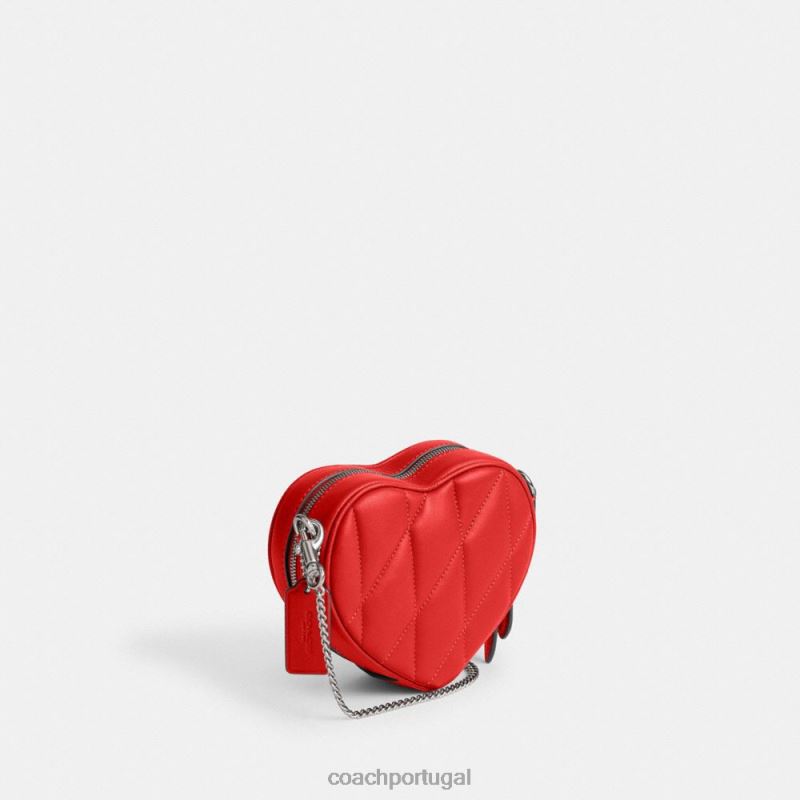 Coach mulheres crossbody coração 14 com travesseiro acolchoado lh/esporte vermelho 6B20P202