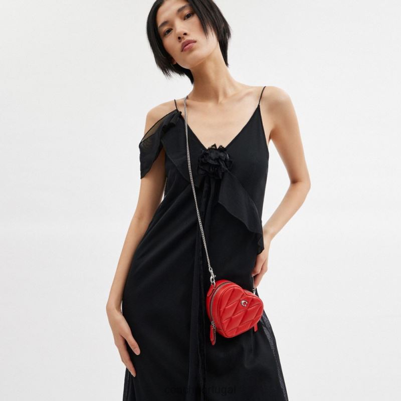 Coach mulheres crossbody coração 14 com travesseiro acolchoado lh/esporte vermelho 6B20P202