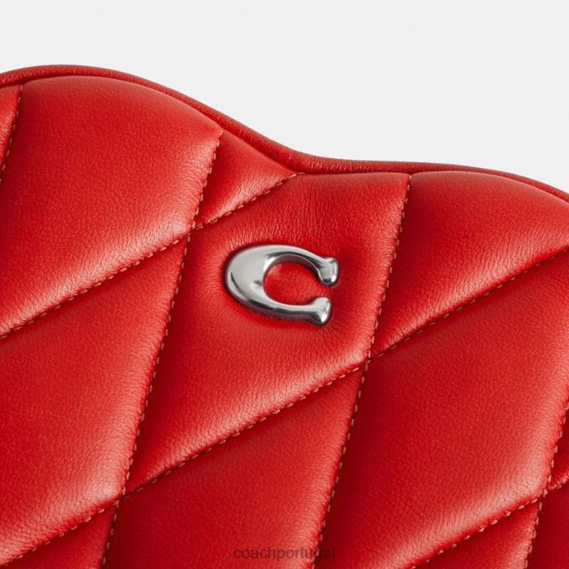 Coach mulheres crossbody coração 14 com travesseiro acolchoado lh/esporte vermelho 6B20P202