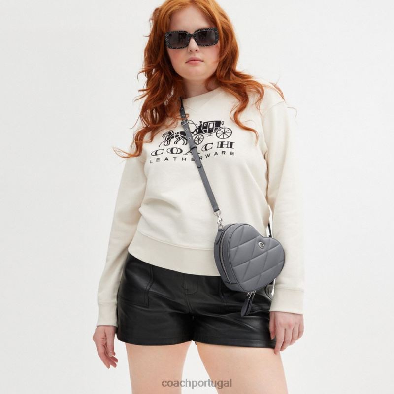 Coach mulheres crossbody coração com quilting lh/cinza azul 6B20P206