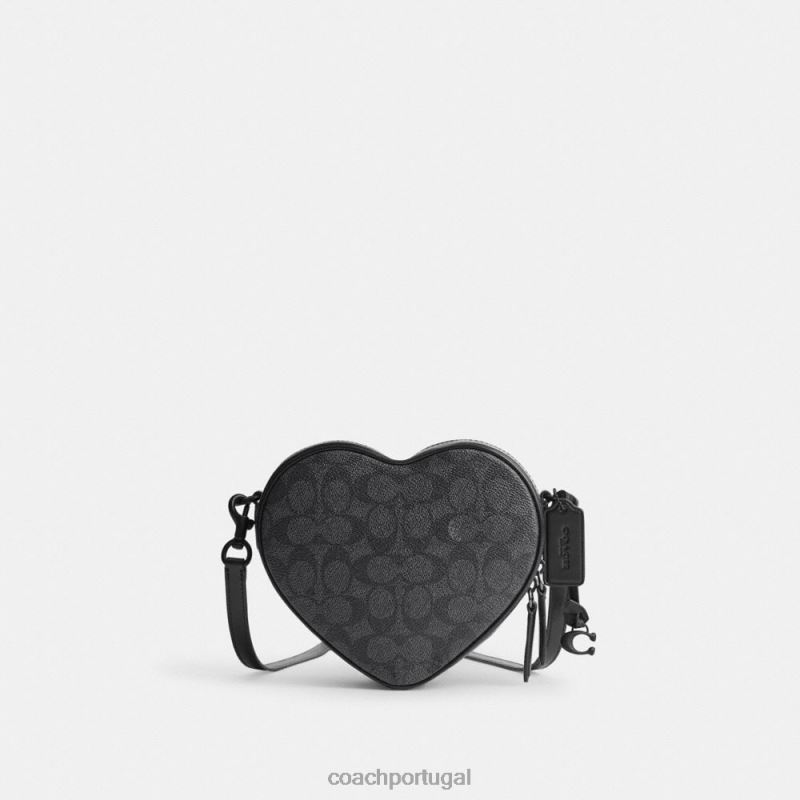 Coach mulheres crossbody de coração em tela exclusiva mw/carvão/preto 6B20P205