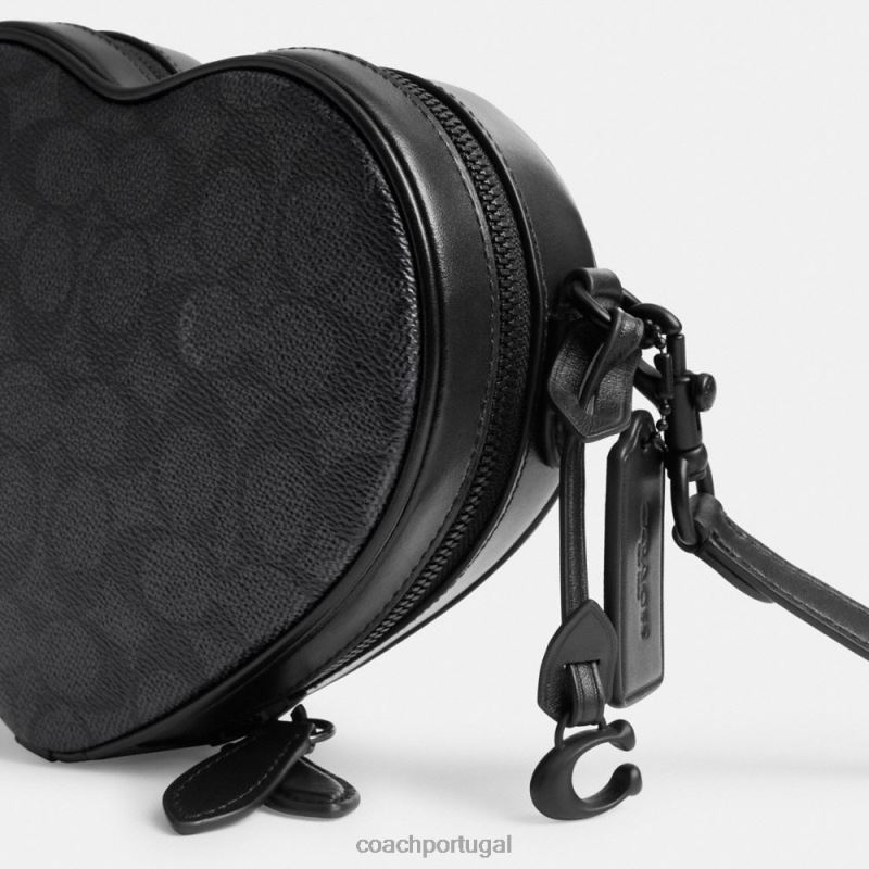 Coach mulheres crossbody de coração em tela exclusiva mw/carvão/preto 6B20P205