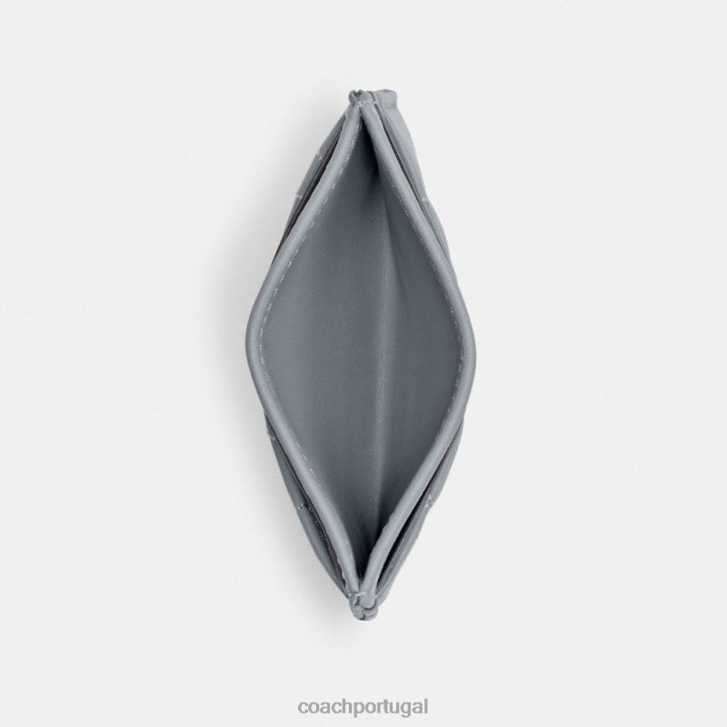 Coach mulheres estojo de cartão com travesseiro acolchoado lh/cinza azul 6B20P375