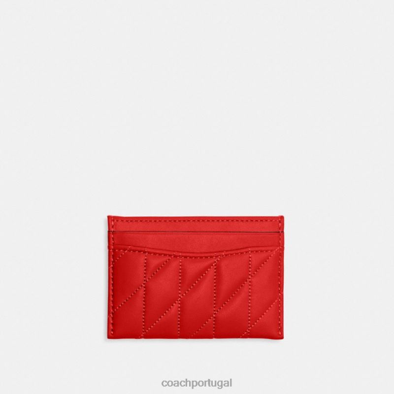 Coach mulheres estojo de cartão com travesseiro acolchoado lh/esporte vermelho 6B20P367
