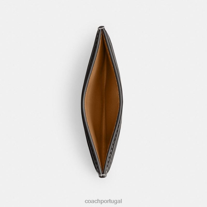 Coach mulheres estojo de cartão essencial em prata metálica b4/ouro 6B20P372