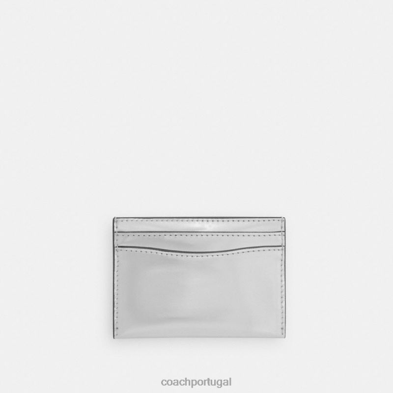 Coach mulheres estojo de cartão essencial em prata metálica lh/prata 6B20P378