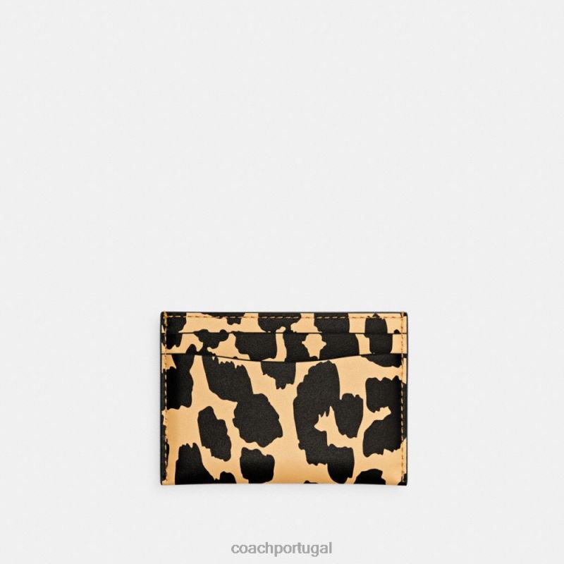 Coach mulheres porta cartão com estampa de leopardo b4/leopardo 6B20P382