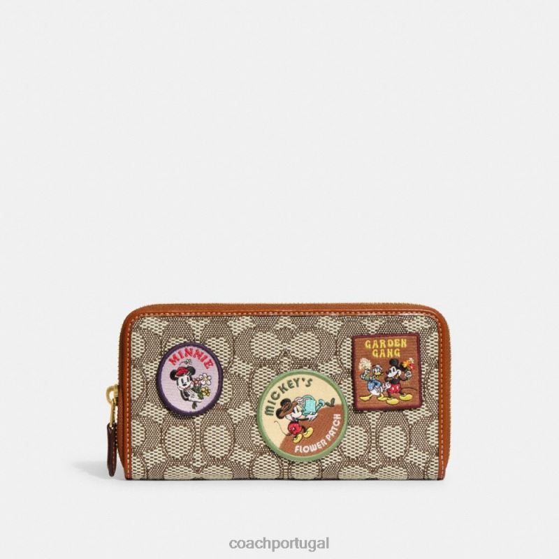 Coach mulheres Carteira Disney x Coach com zíper acordeão em jacquard têxtil exclusivo com remendos b4/cacau polido amb 6B20P326