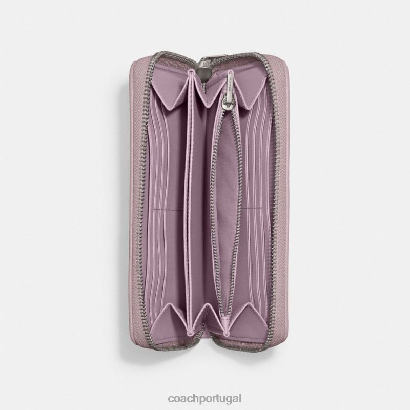 Coach mulheres carteira com zíper acordeão em jeans exclusivo lh/roxo claro 6B20P325