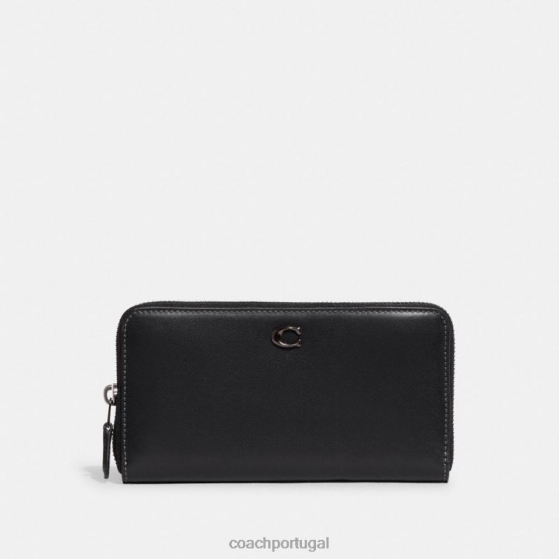 Coach mulheres carteira zip acordeão v5/preto 6B20P327