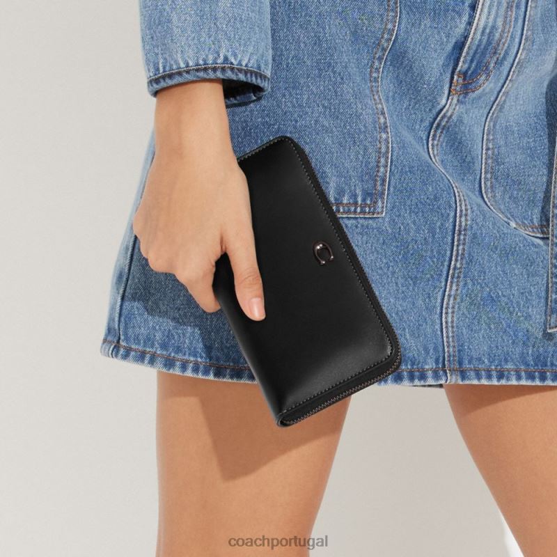 Coach mulheres carteira zip acordeão v5/preto 6B20P327