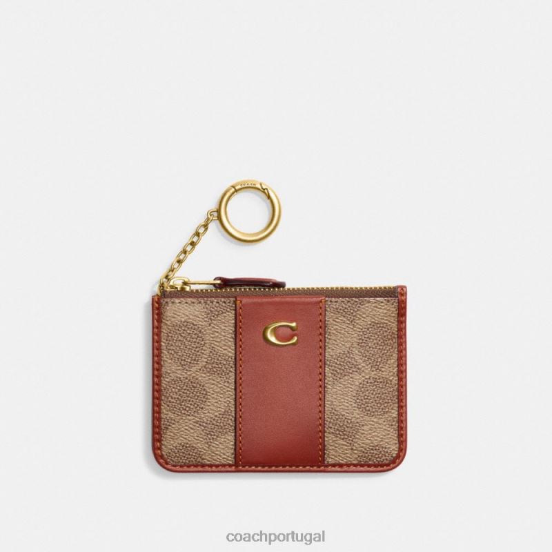 Coach mulheres mini capa de identificação skinny em tela de assinatura b4/ferrugem bronzeada 6B20P337