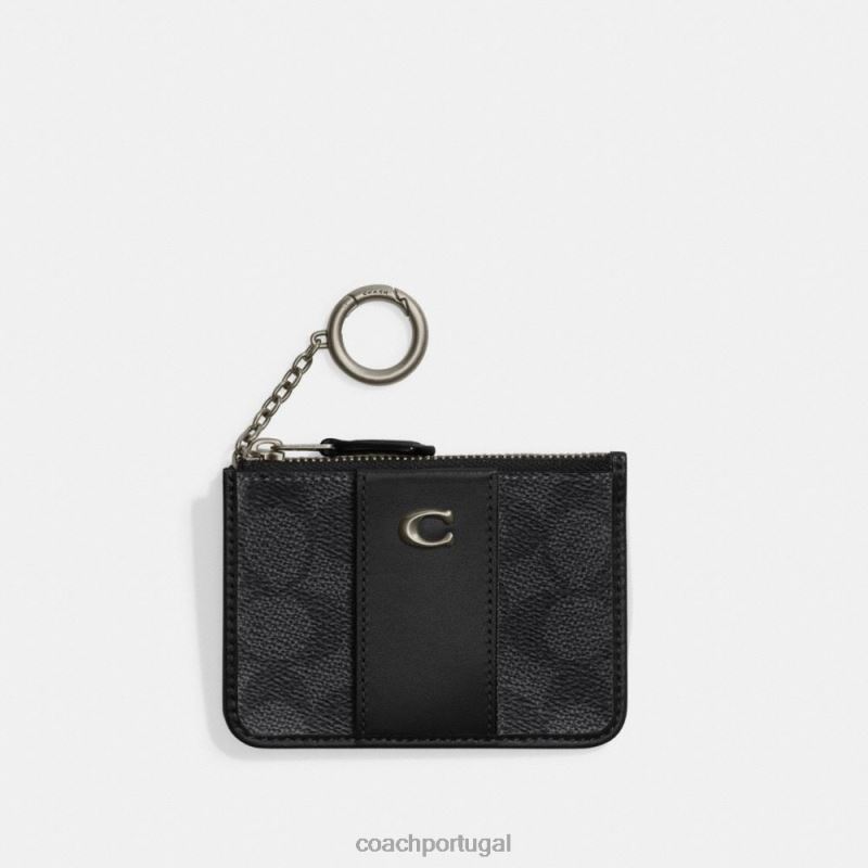 Coach mulheres mini capa de identificação skinny em tela de assinatura mw/carvão/preto 6B20P330