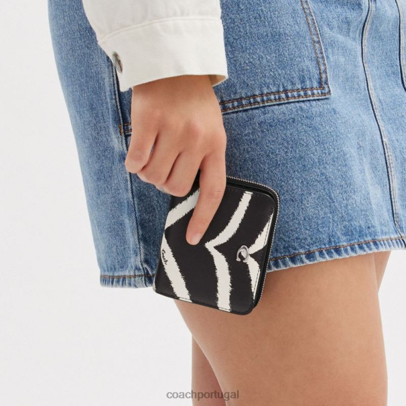 Coach mulheres carteira dobrável com estampa de zebra lh/zebra 6B20P355