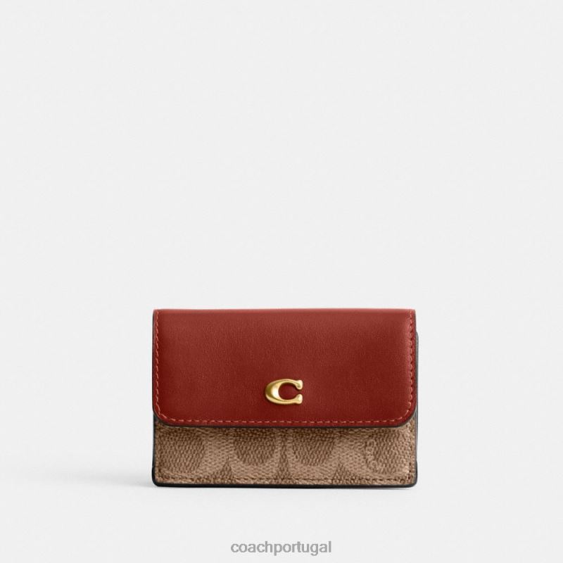 Coach mulheres carteira mini com três dobras em tela exclusiva b4/ferrugem bronzeada 6B20P348