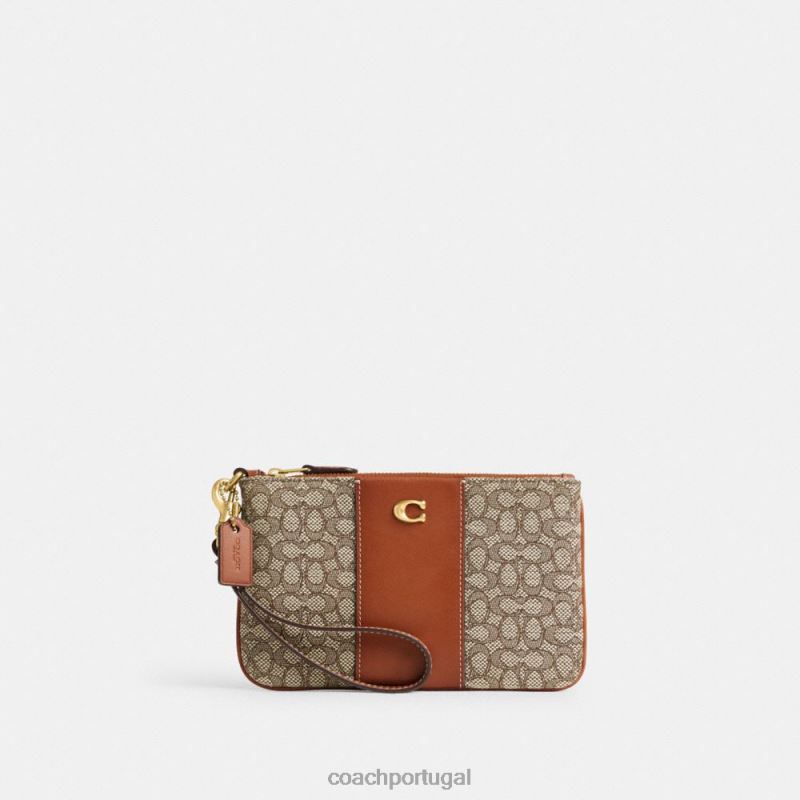 Coach mulheres pulseira pequena em jacquard com micro assinatura b4/cacau polido amb 6B20P362