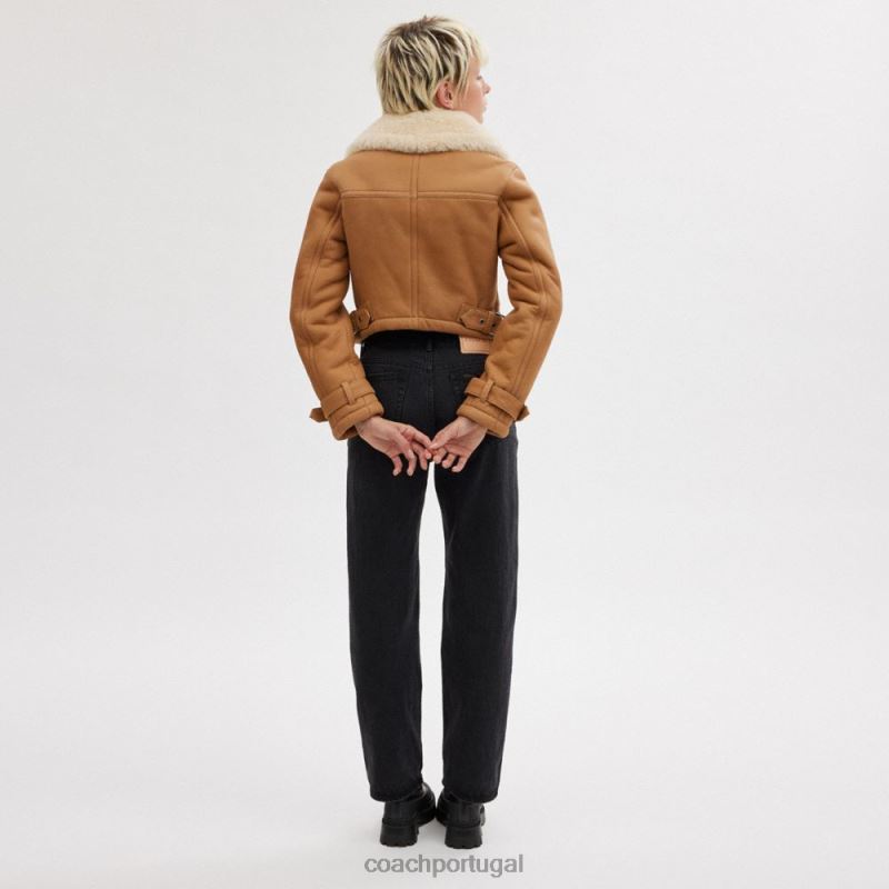 Coach mulheres aviador cropped shearling marrom multi 6B20P456