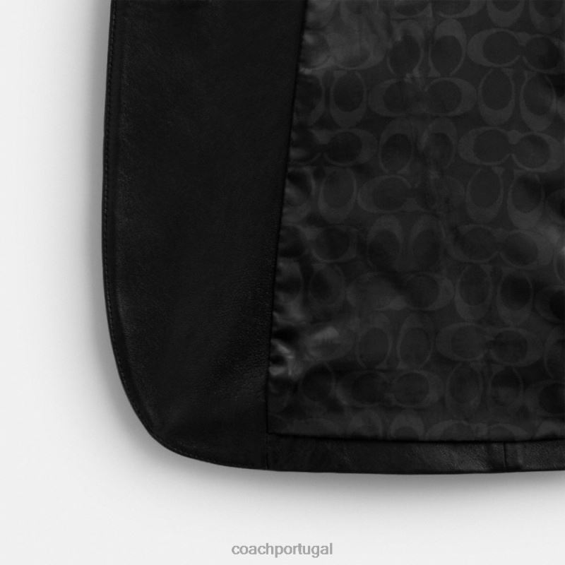 Coach mulheres blazer de couro preto 6B20P432