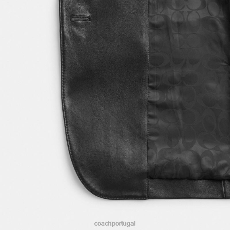Coach mulheres blazer de couro preto 6B20P460