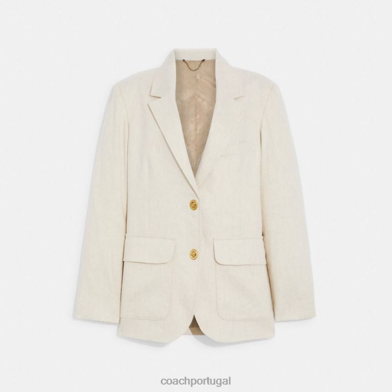 Coach mulheres blazer de verão descontraído cáqui 6B20P462