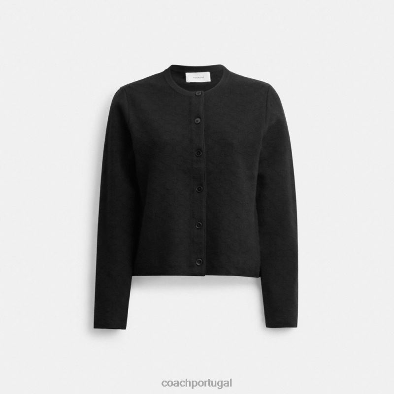 Coach mulheres cardigã cropped em tricô exclusivo preto 6B20P452