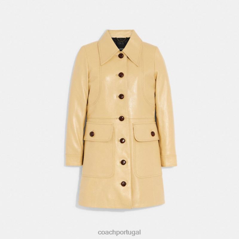 Coach mulheres casaco de couro bronzeado 6B20P466
