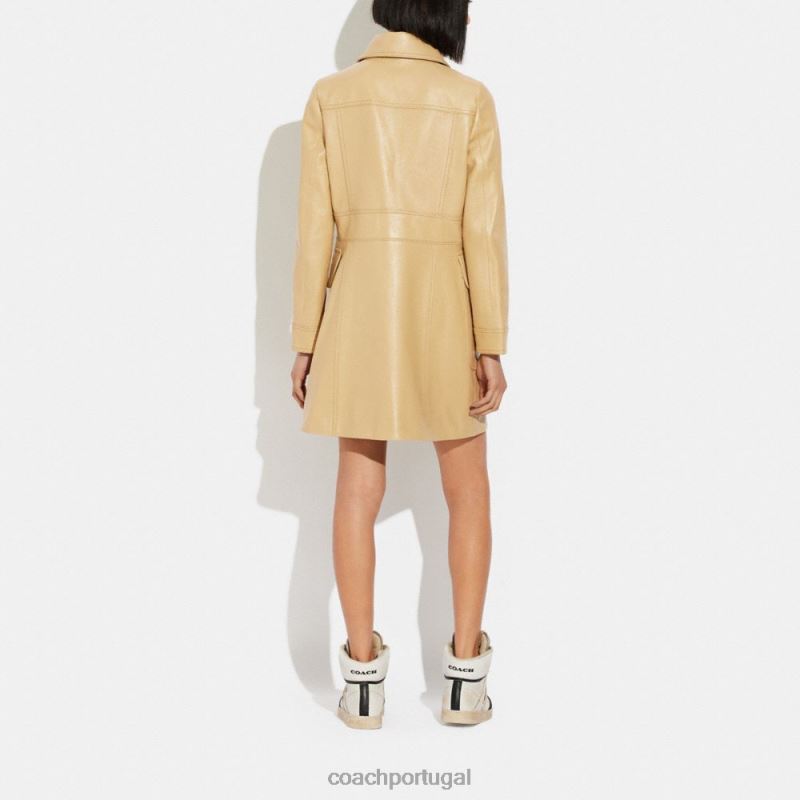 Coach mulheres casaco de couro bronzeado 6B20P466