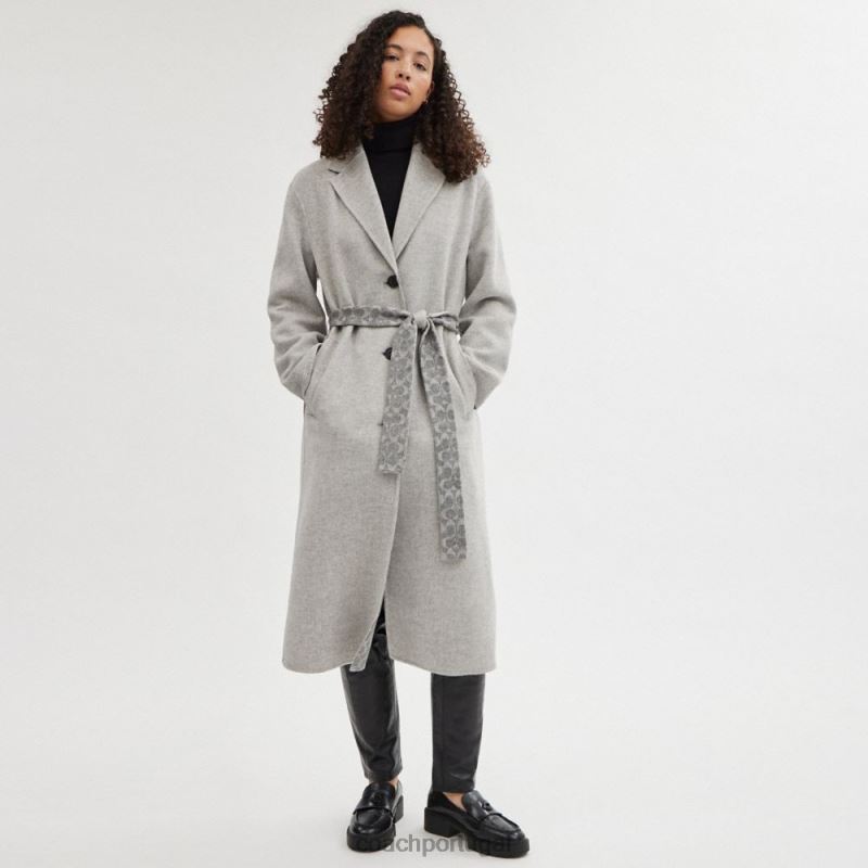 Coach mulheres casaco dupla face cinza claro 6B20P438