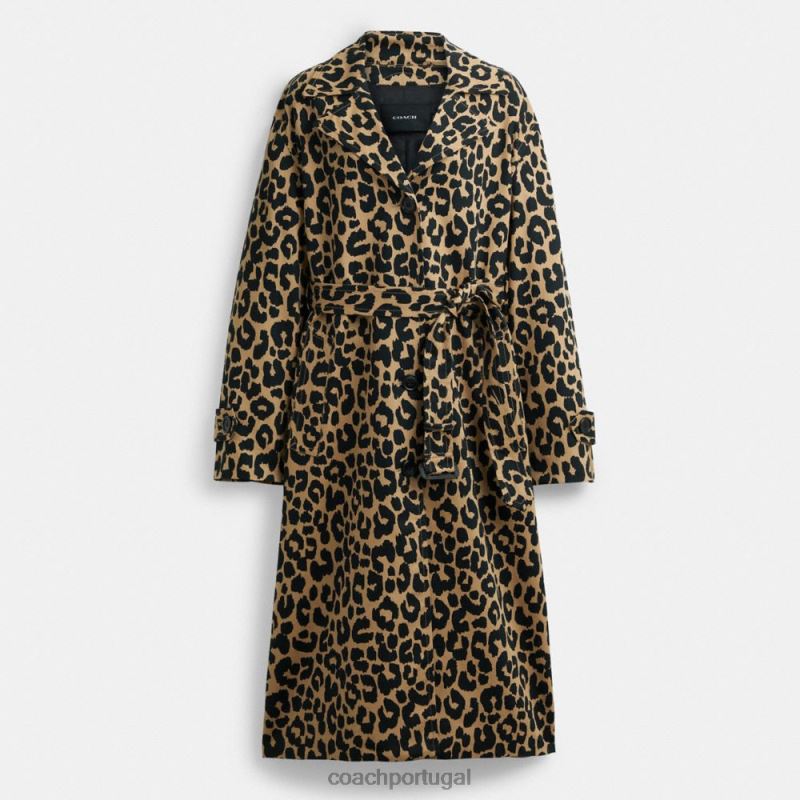 Coach mulheres casaco oversized leopardo leopardo 6B20P437