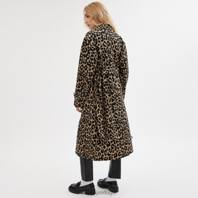 Coach mulheres casaco oversized leopardo leopardo 6B20P437
