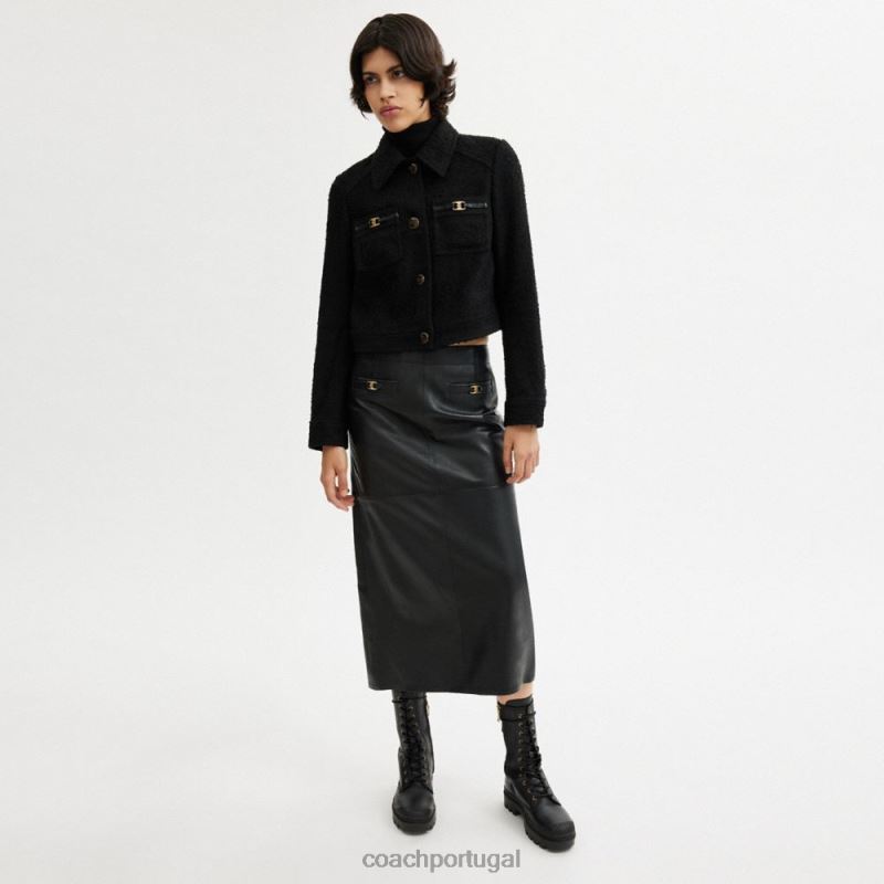 Coach mulheres jaqueta encolhida boucle preto 6B20P448