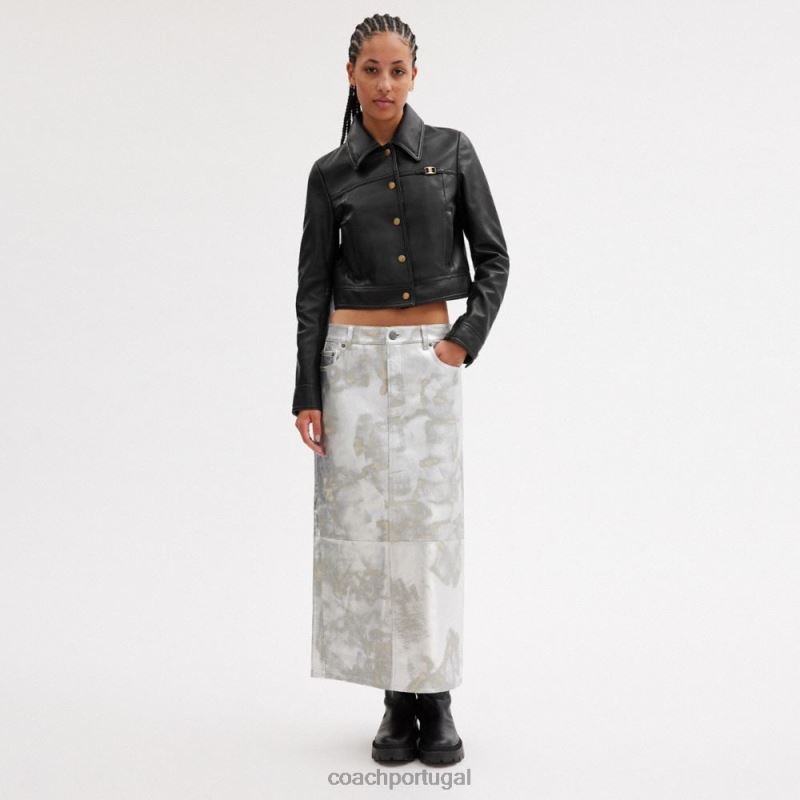 Coach mulheres jaqueta encolhida na frente preto 6B20P446