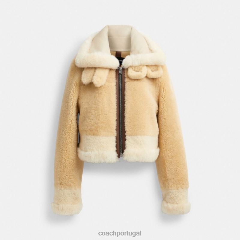 Coach mulheres por toda parte shearling aviador encolhido creme multi 6B20P453