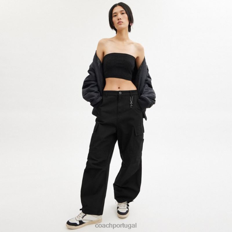 Coach mulheres calças cargo preto 6B20P501