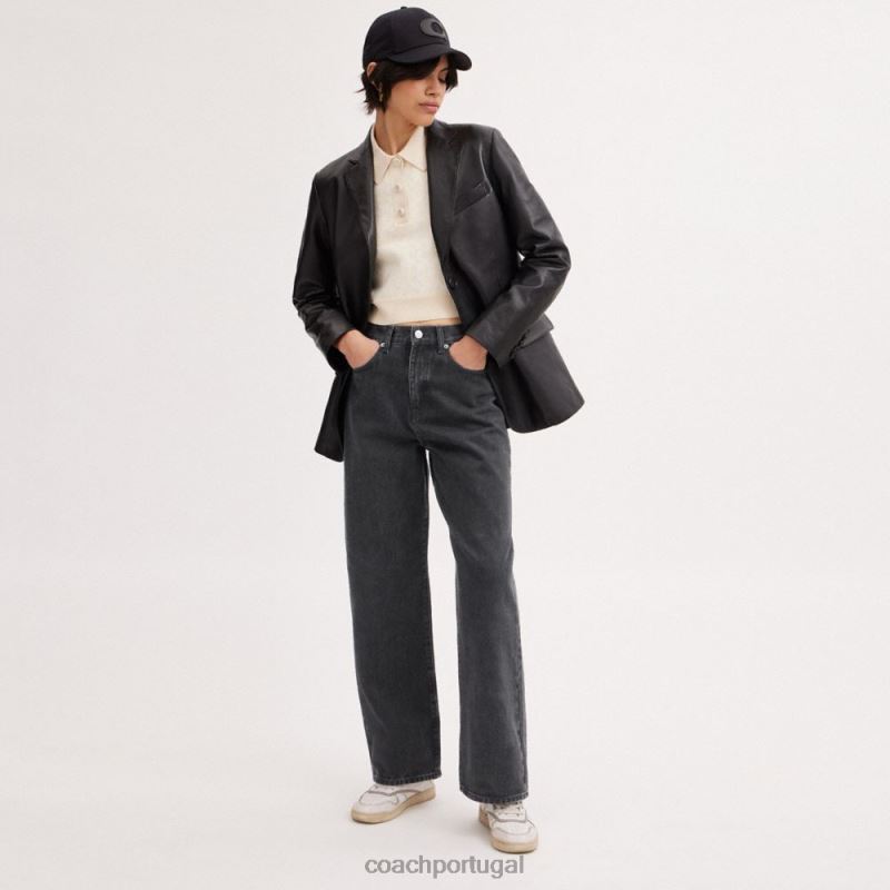 Coach mulheres jeans folgados preto 6B20P511