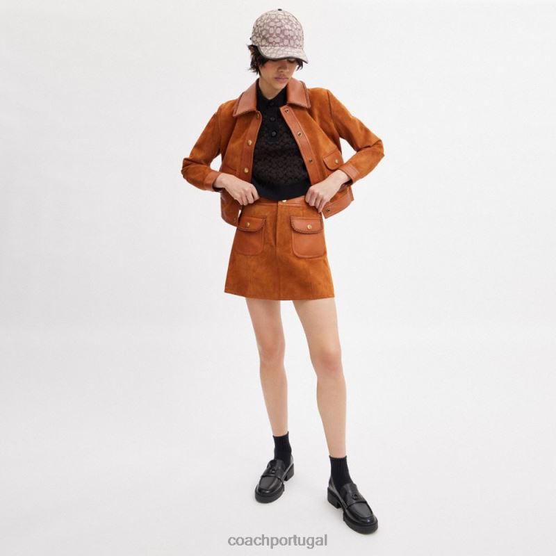 Coach mulheres mini saia de camurça trançada âmbar polido 6B20P513