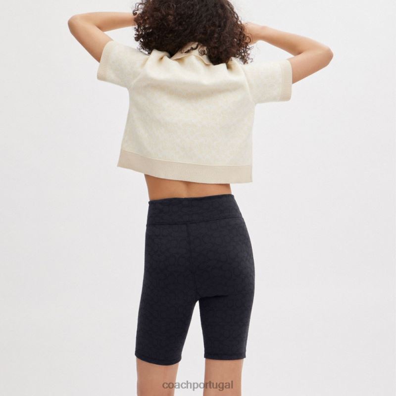 Coach mulheres shorts de motociclista exclusivos assinatura de carvão 6B20P514