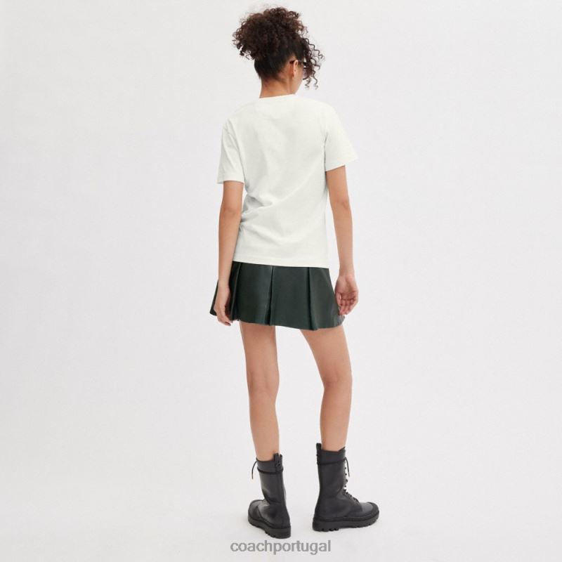 Coach mulheres camiseta cavalo e carruagem branco. 6B20P493