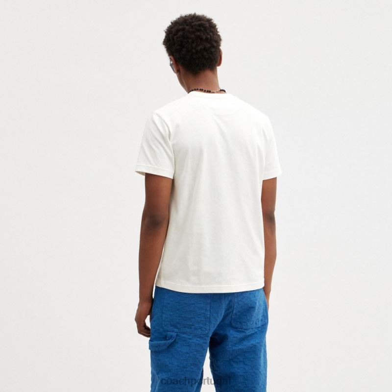 Coach mulheres camiseta cavalo e carruagem branco. 6B20P493