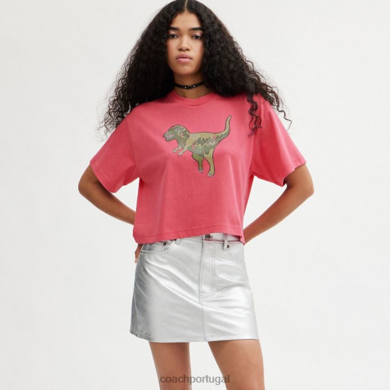 Coach mulheres camiseta cropped rexy rosa. 6B20P482