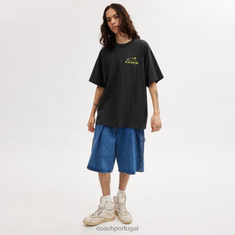 Coach mulheres camiseta treinador cósmico preto multi. 6B20P475