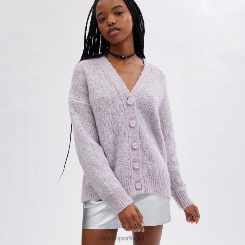 Coach mulheres cardigã metálico exclusivo lavanda 6B20P479